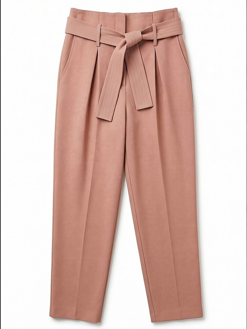 NWT! Topshop High-Waist Pleated Paperbag Pants with Tie Belt - Dusty Rose